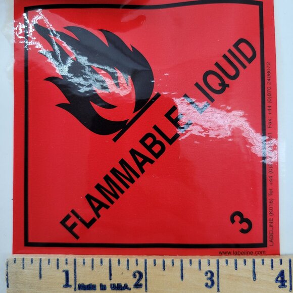 Flammable Liquid decal sticker 4" x 4" Vinyl Label New Old Stock - Picture 1 of 2